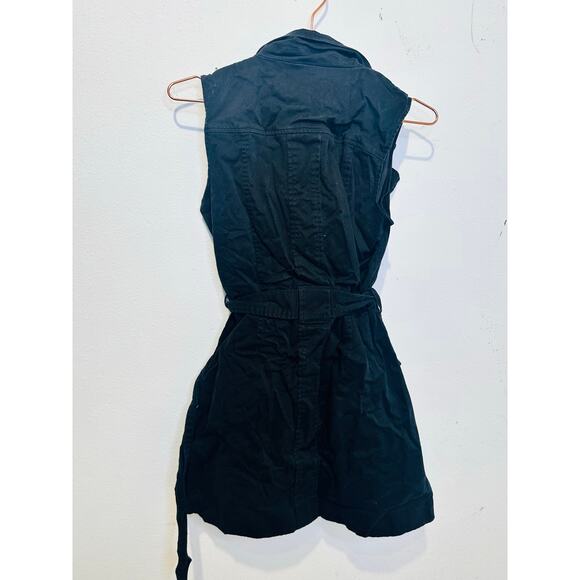 TOCCIN x RTR Black Sleeveless Collar Front Button Trench Wrap Midi Dress Size 8 - Picture 5 of 12